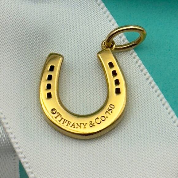 Tiffany & Co. Lucky 1837 Horseshoe Charm Pendant Yellow Gold 750 W /Pouch & Box - Picture 6 of 10